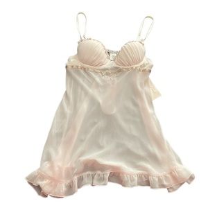 Vintage Matching 2 Piece Mesh Cami Gown